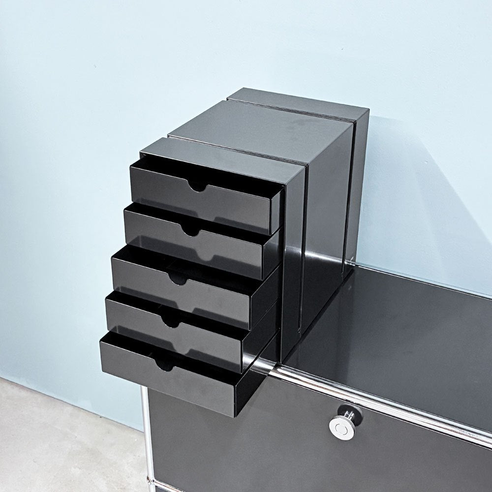 ユーエスエムハラー USM Haller USMハラー ユーエスエム イノス USM inos DRAWER SET ドロワーセット 5段 レターケース ブラック系カラー ◎