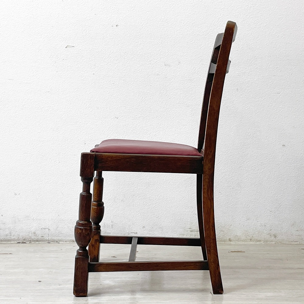 UKビンテージ UK Vintage オーク材 ダイニングチェア バルボスレッグ 英国家具 A ●
