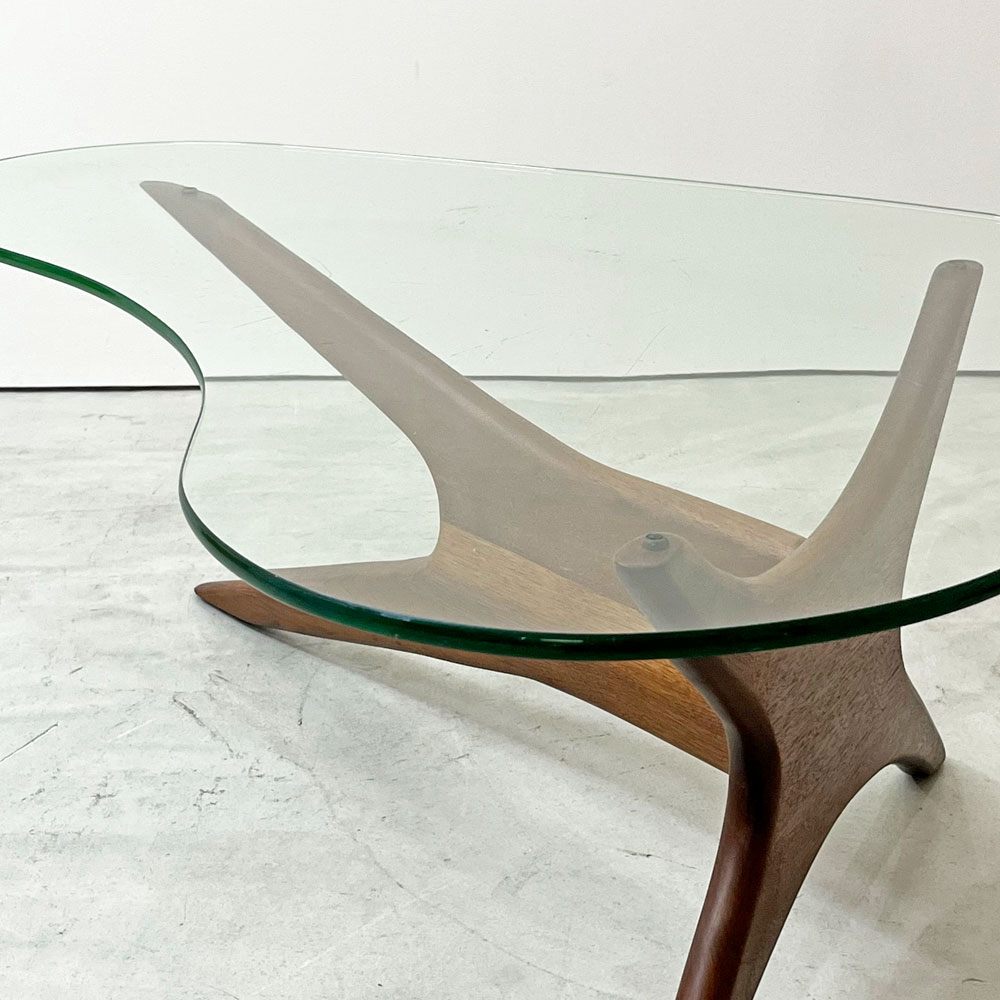 エイドリアン パーサル Adrian Pearsall ガラストップ コーヒーテーブル ウォールナット材 W127cm ミッドセンチュリー ビンテージ ●