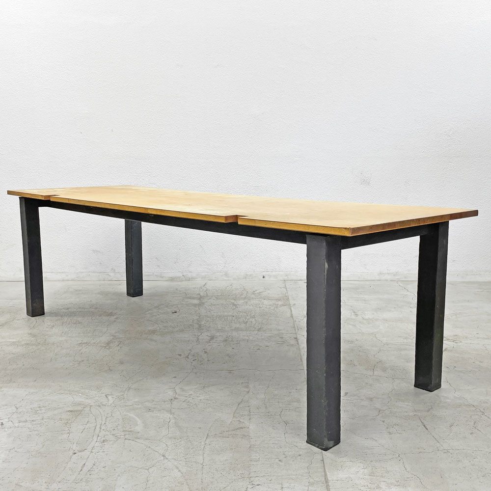 ワーキングテーブル 木製天板 鋳物脚 W240cm 〓