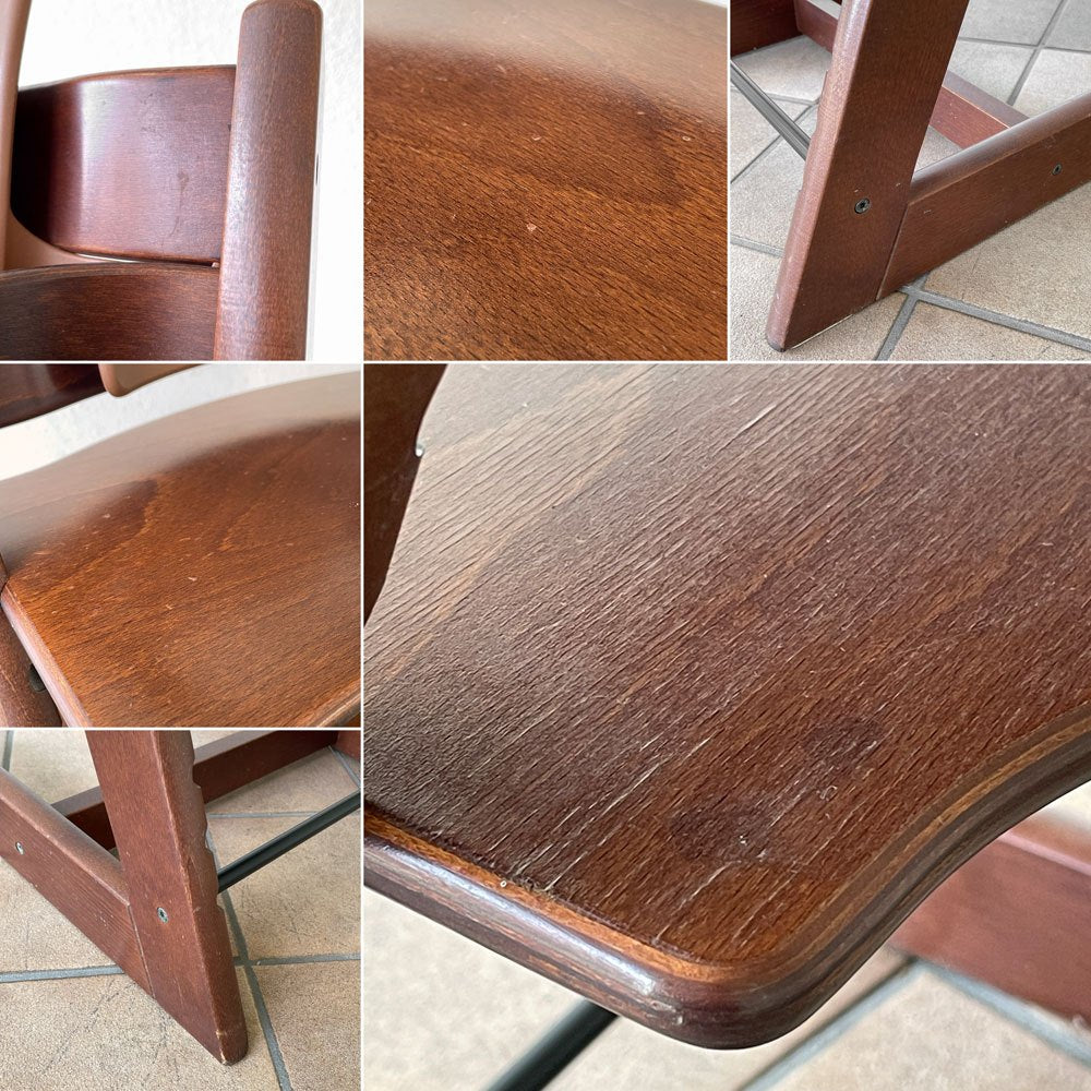 ストッケ STOKKE トリップトラップ TRIPP TRAPP ベビーチェア キッズチェア ブラウン S/N3～ 高さ調整可 木製ガード レザーベルト プラスチック背もたれ ノルウェー ◇