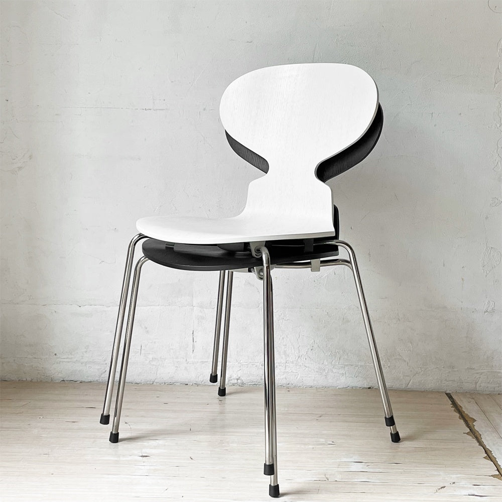 フリッツハンセン Fritz Hansen アントチェア アリンコチェア 4本脚 カラードアッシュ ホワイト アルネ・ヤコブセン デンマーク 北欧家具 ★