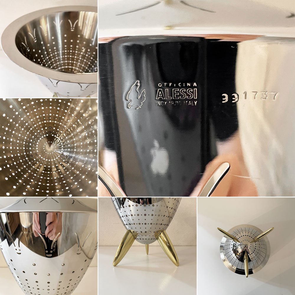アレッシィ ALESSI マックス・ル・シノワ MAX LE CHINOIS コランダー 水切りボウル ザル 脚付 ステンレス製 フィリップ・スタルク イタリア 参考価格￥68,139- ◎