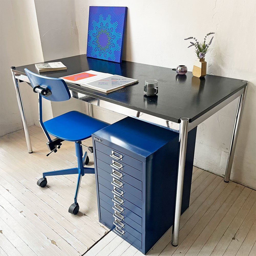 ユーエスエムハラー USMハラー USM Haller モジュラーファニチャー ハラーテーブル ワークデスク W150cm オーク材 ブラック ペントレー＆トロメオ用パーツ付き 高さ調整リング付き+H2cm ★