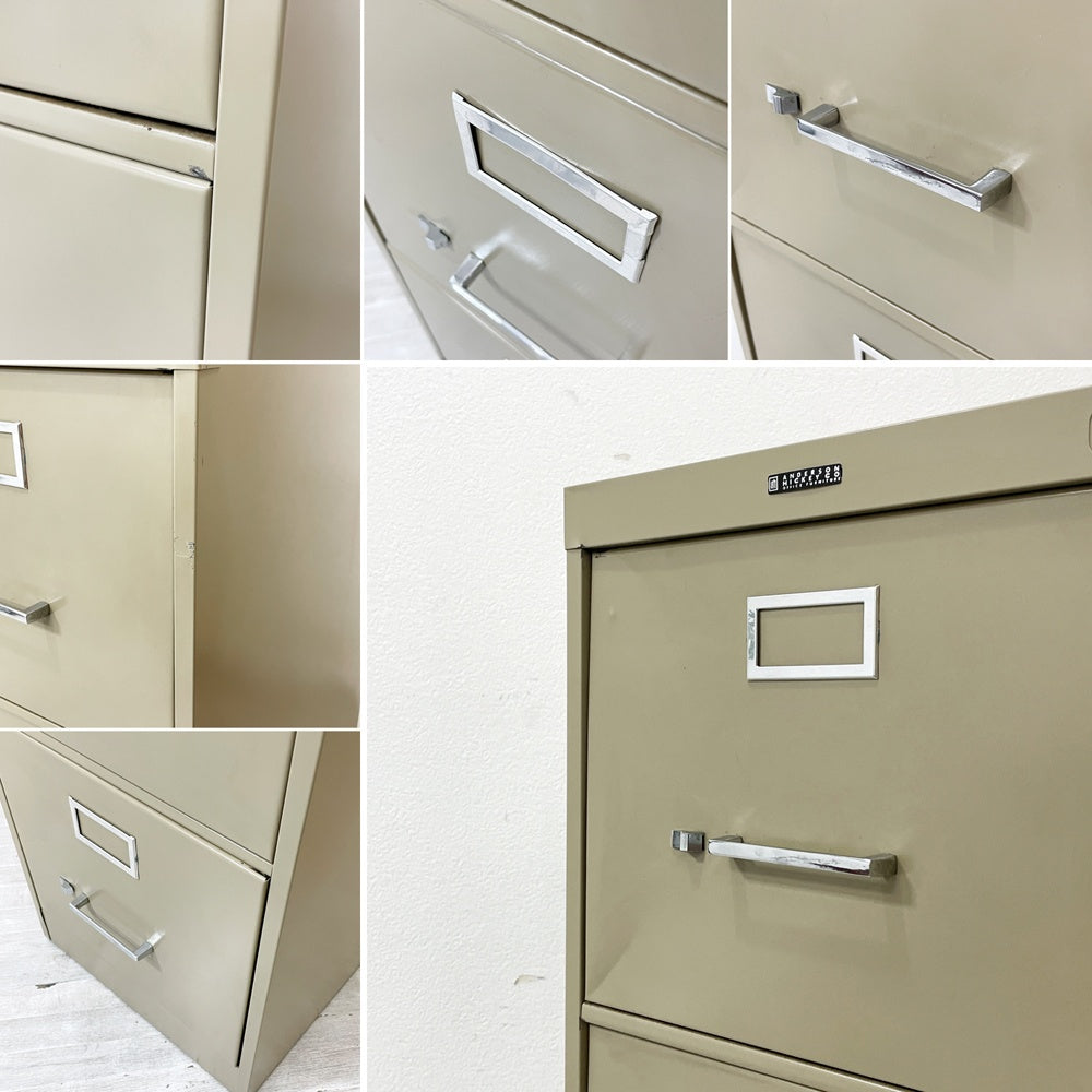 アンダーソンヒッキー ANDERSON HICKEY 4ドロワー ファイリングキャビネット スチールワゴン アイボリー ロック付き 工業系 アメリカ ●