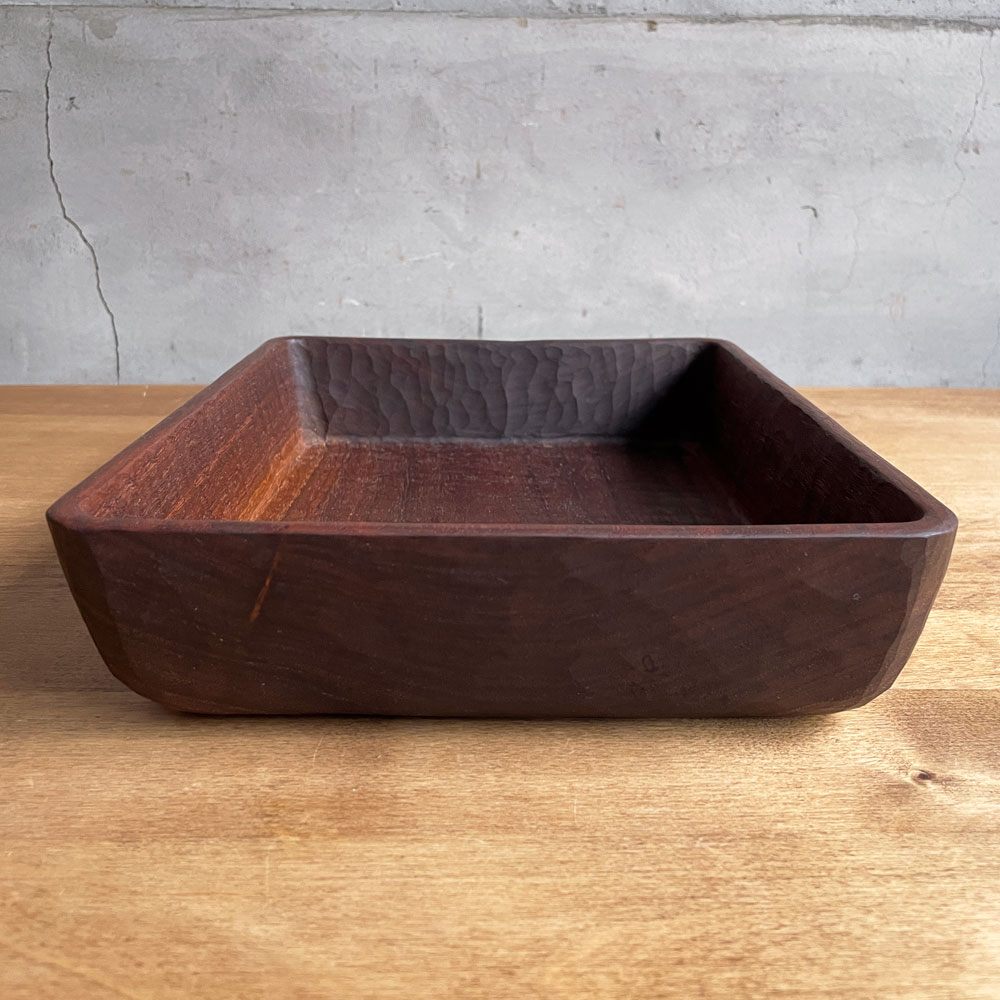 三谷龍二 Ryuji Mitani ブラックウォルナット 角バット トレイ 角盆皿 木の器 27×22×6 cm 木工作家 現代作家 希少サイズ ♪