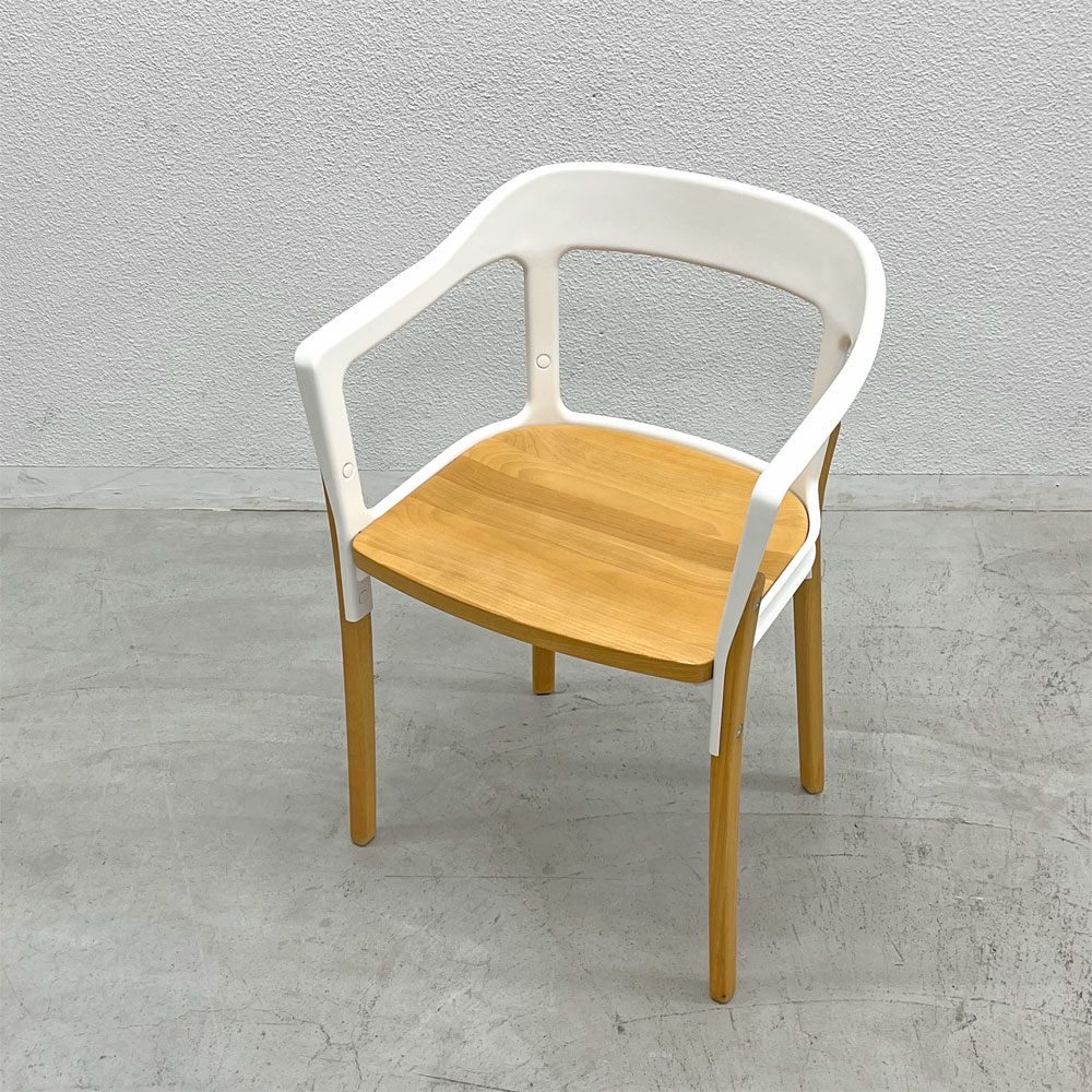 マジス MAGIS スティールウッドチェア アームチェア ホワイト × ビーチ材 ロナン & エルワン・ブルレック イタリア 〓
