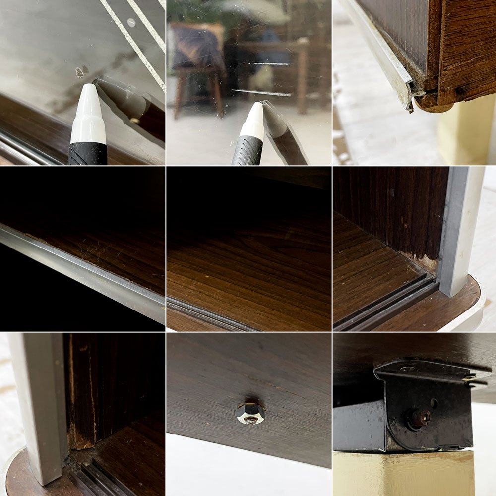 モンファニチャー MON FURNITURE ジャパンビンテージ Japan Vintage ガラス扉 キャビネット 食器棚 飾り棚 W118cm リメイク家具 昭和レトロ ●