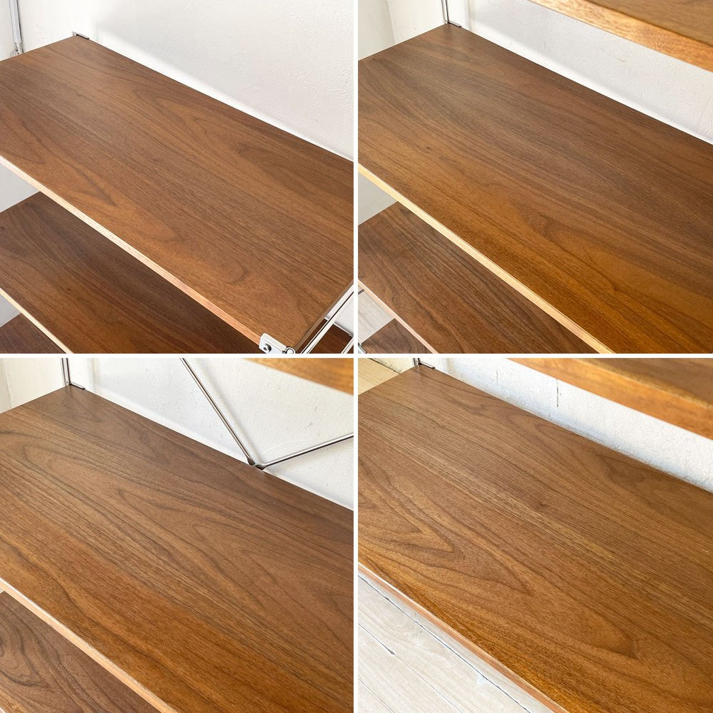 無印良品 MUJI ステンレスユニットシェルフ ウォールナット材 中 W58 × H120cm 1列4段 本棚 飾り棚 収納棚 定価29,900円 ★