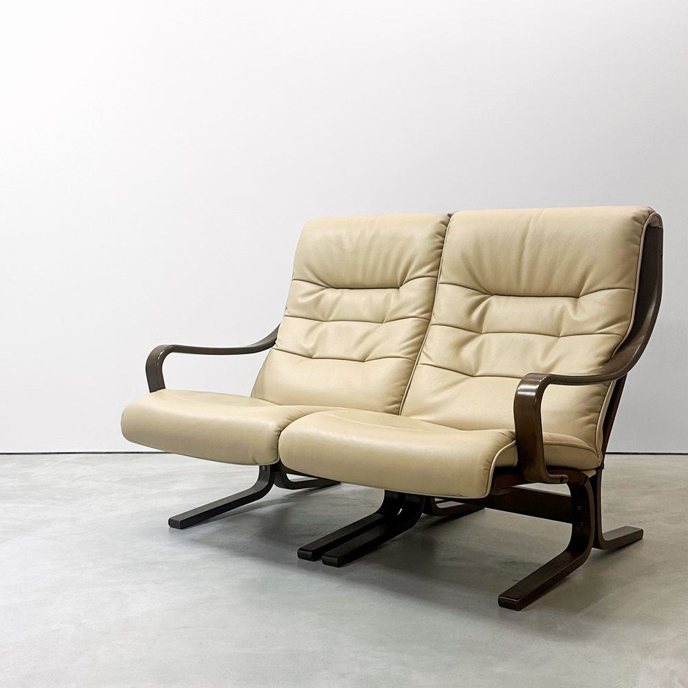 冨士ファニチア Fuji furniture フジファニチア アージオ ソファ Agio sofa 2pソファ ビーチ材 合皮 定価約23万円 ●