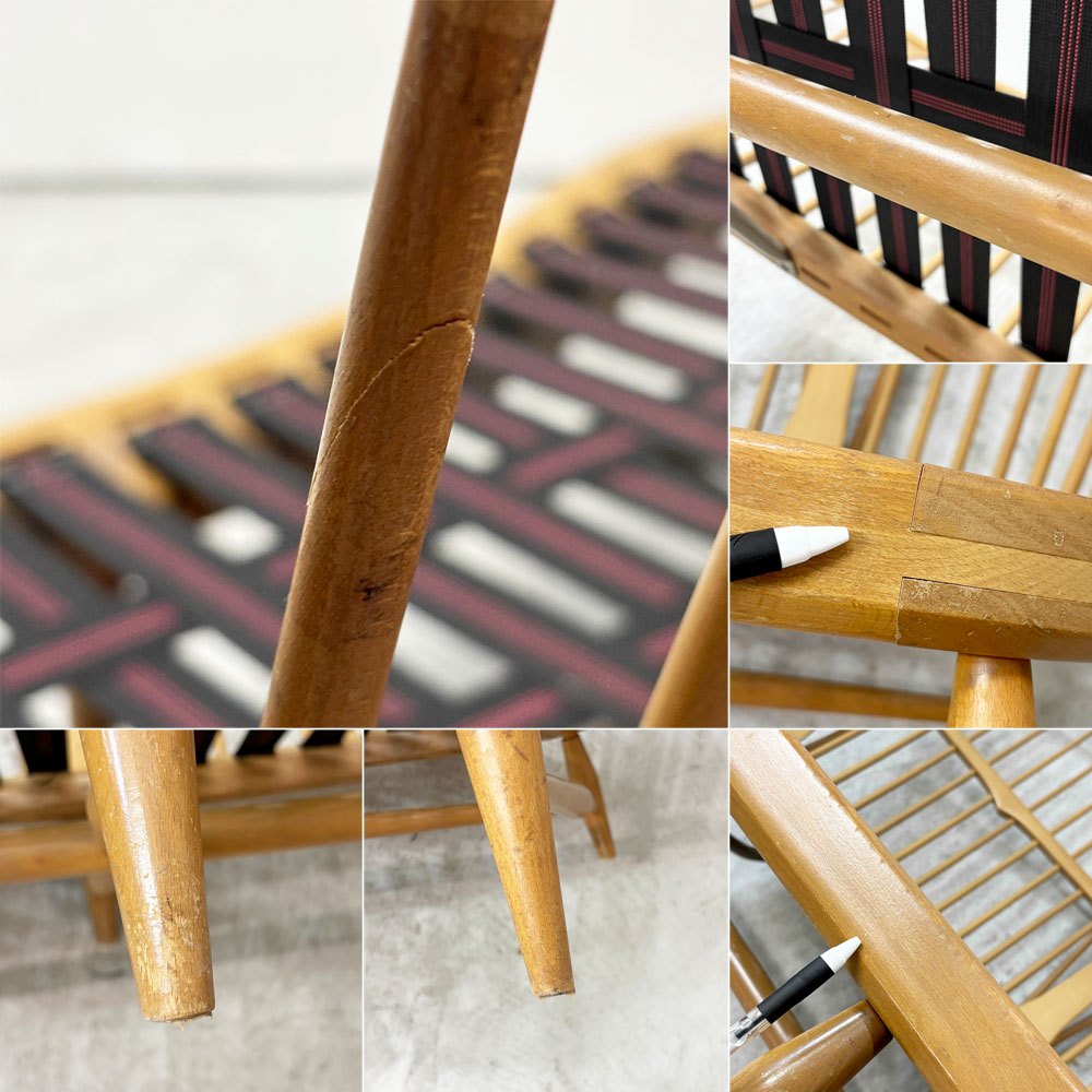 アーコール Ercol No.499 3Pソファ 3シーター キドニーシェイプ シート スカイブルー ファブリック ビーチ材 UKビンテージ 英国家具 ●