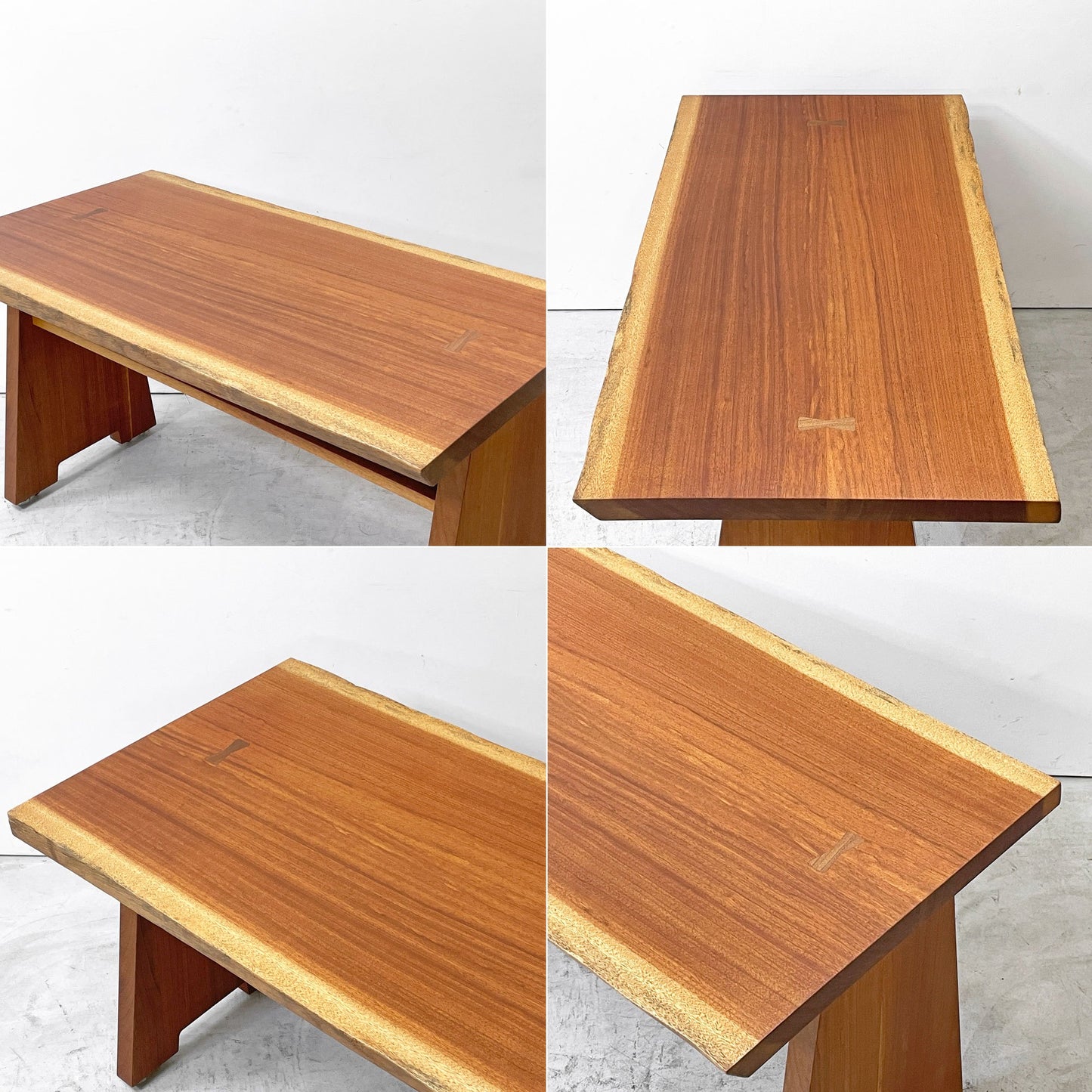 クラフトファニチャー Craft furniture ダイニングテーブル ウォールナット無垢材  耳付き 天然木 アジャスター付き W130cm ●