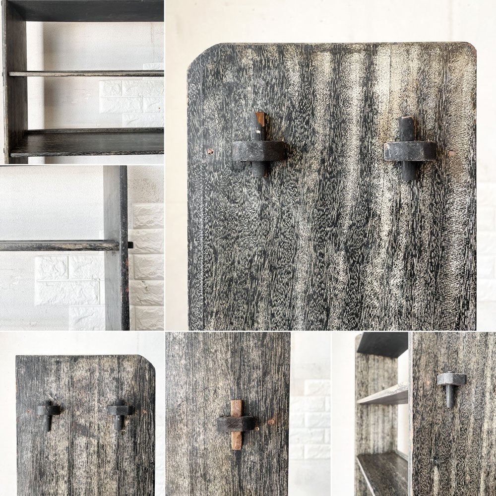 ジャパンビンテージ Japan Vintage 古い木味の本棚 5段 ブックシェルフ オープンシェルフ 飾り棚 楔留め W67cm 昭和レトロ 古家具 B ◎