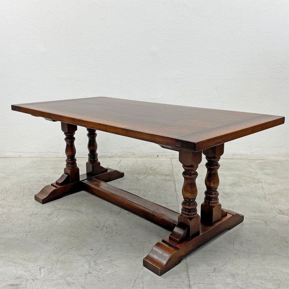ロイズ・アンティークス Lloyd's Antiques リプロダクションシリーズ ビッグオークダイニングテーブル ツインピラー オーク無垢材 英国家具 〓