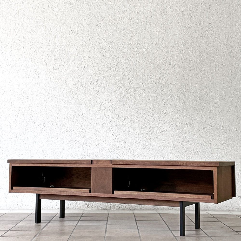 カーフ karf ノット Knot テレビボード TV board 150 Oak ローボード 150cm ウォールナット無垢材 ブラックスチール 定価￥198,000- ◇