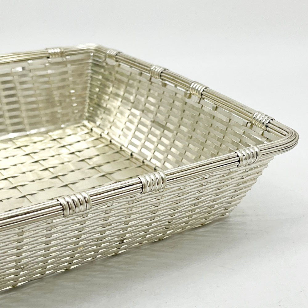 クリストフル CHRISTOFLE コレクション ガリア COLLECTION GALLIA ブレッド バスケット Bread Basket スクエア 編み込み シルバー 銀メッキ W23.5cm フランス A ●