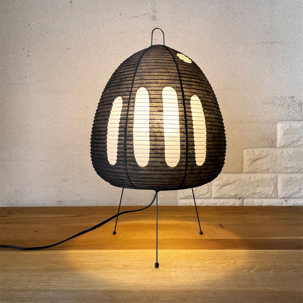 イサムノグチ Isamu Noguchi アカリ AKARI 1AB スタンドライト 和紙シェード ブラック Φ26cm 箱付 名作照明 定価￥27,500- ◎
