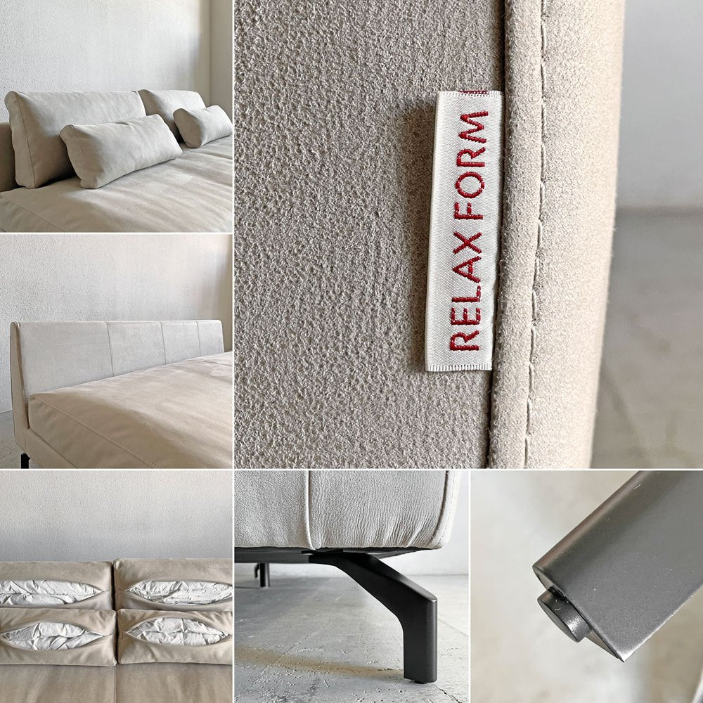 リラックスフォーム RELAXFORM グラシエーロ GLACIERO 3人掛けソファ W188cm プライムレザーテックス プラチナグレー 関家具 定価￥113,000- A 〓