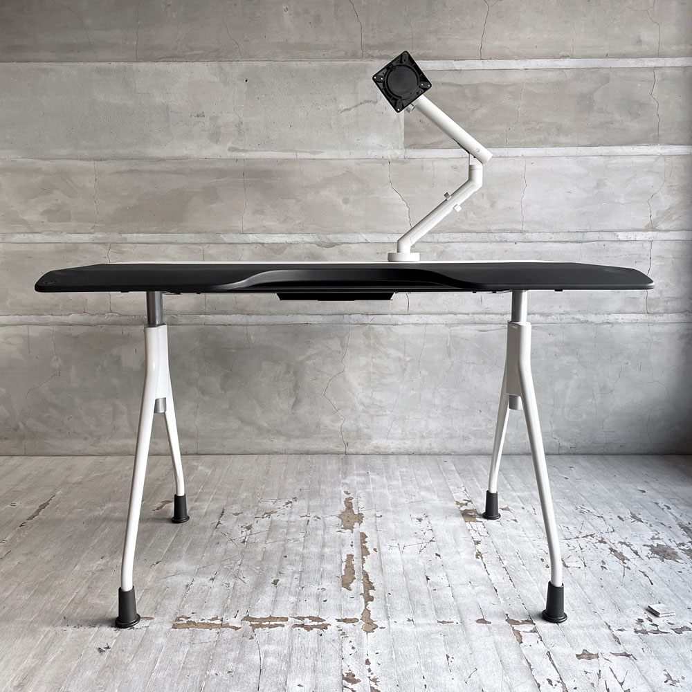 ハーマンミラー Herman Miller エンベロップデスク Envelop Desk スライド天板 & 高さ調節機能 ビル・スタンフ ジェフ・ウェバー モニターアーム付き ♪