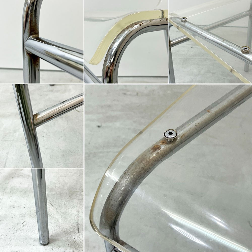 ビンテージ Vintage アクリル×スチール ダイニングチェア クリア レトロ ミニマル モダン A ●