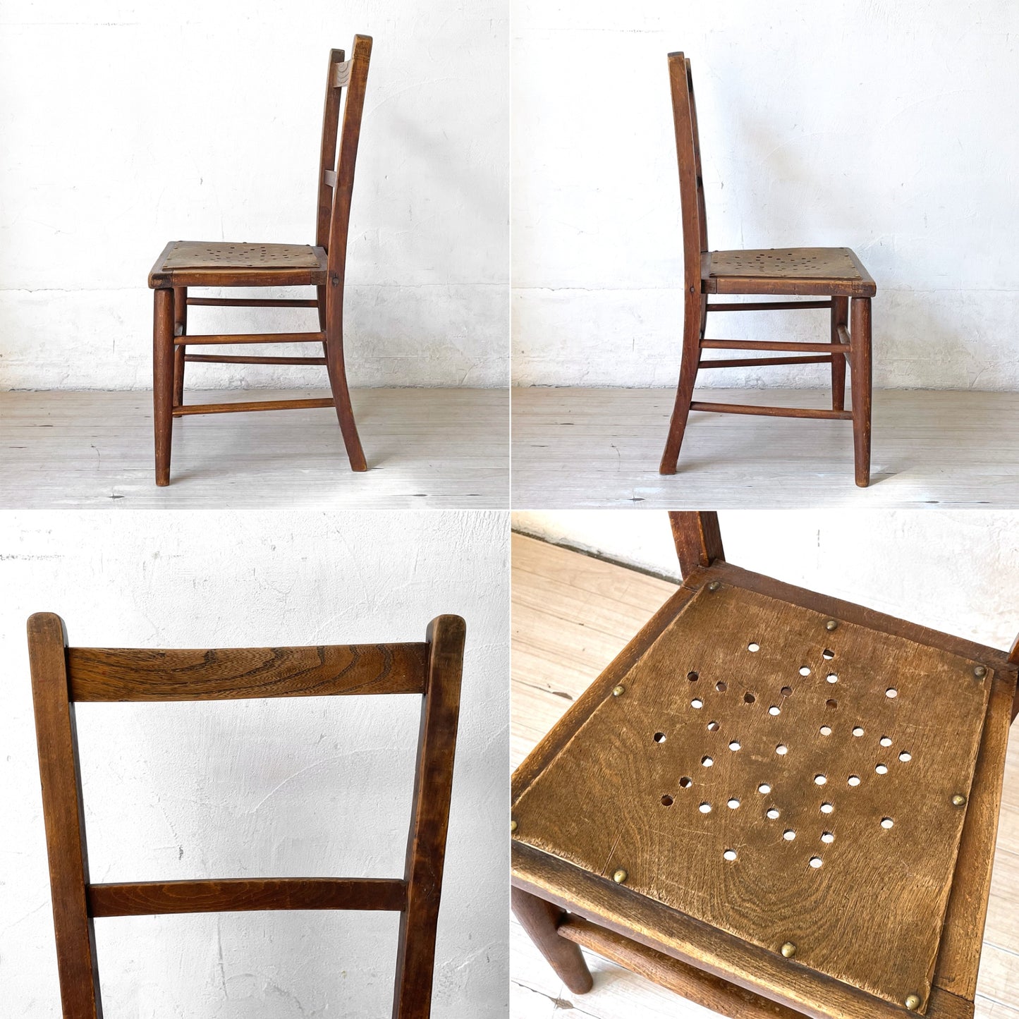 フランス アンティーク キッズチェア Kids chair スタッズ 鋲打ち ディスプレイ チェア フラワースタンド 花台 A ★