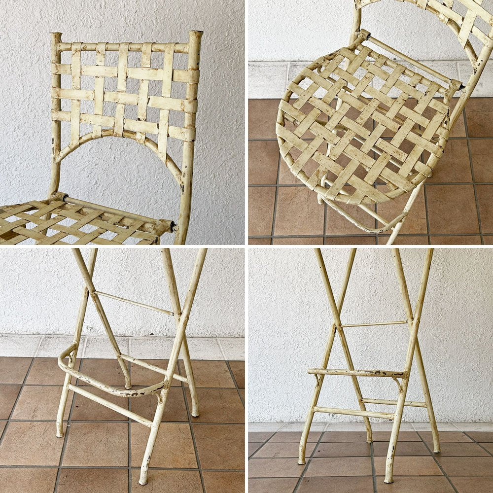 ビンテージ Vintage アイアン カウンターチェア ハイスツール フォールディング 折り畳み フレンチスタイル 屋外使用可 ◇