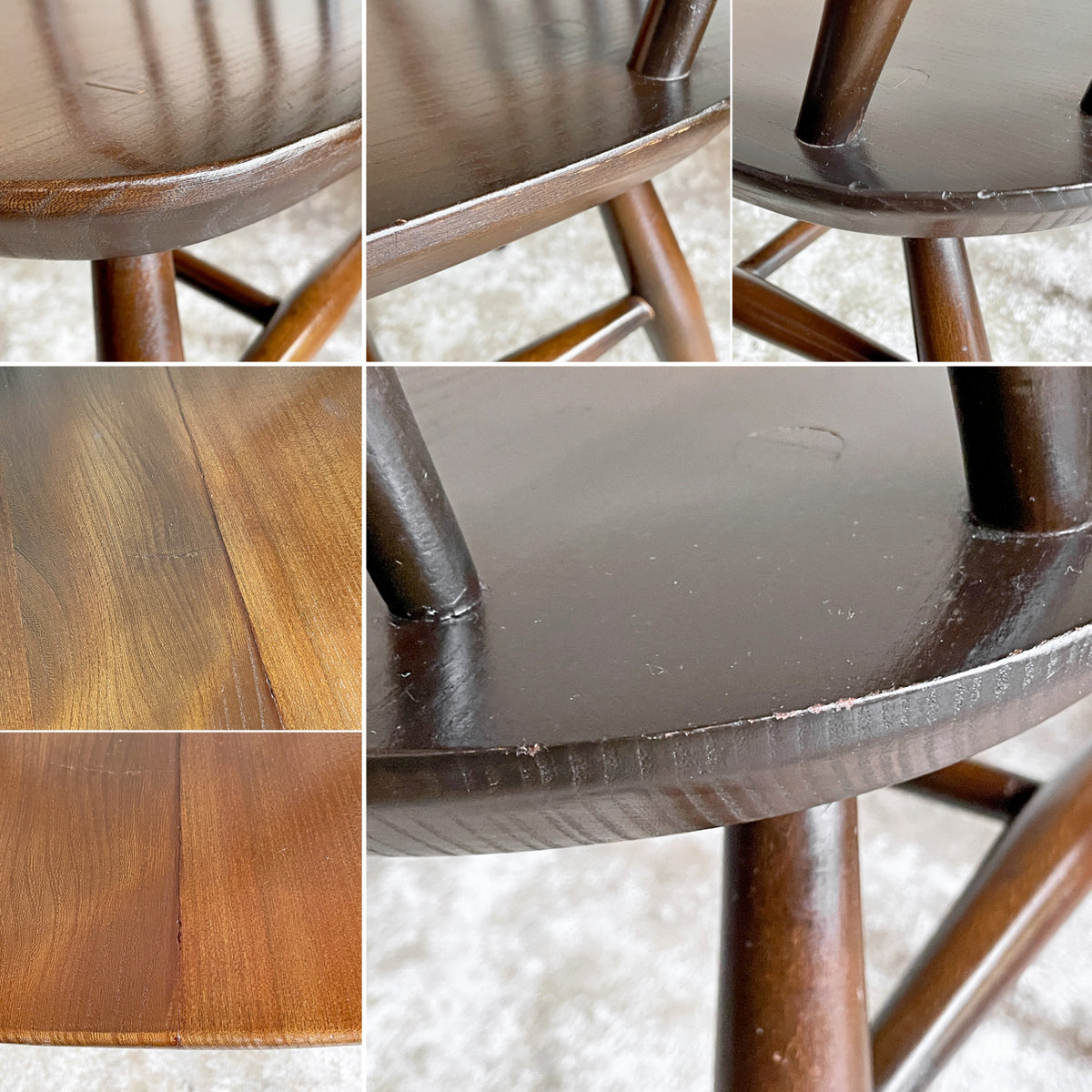 アーコール Ercol クエーカーチェア ダイニングチェア コロニアル ハイバック エルム材 × ビーチ材 ブラウン UKビンテージ 英国家具 ■