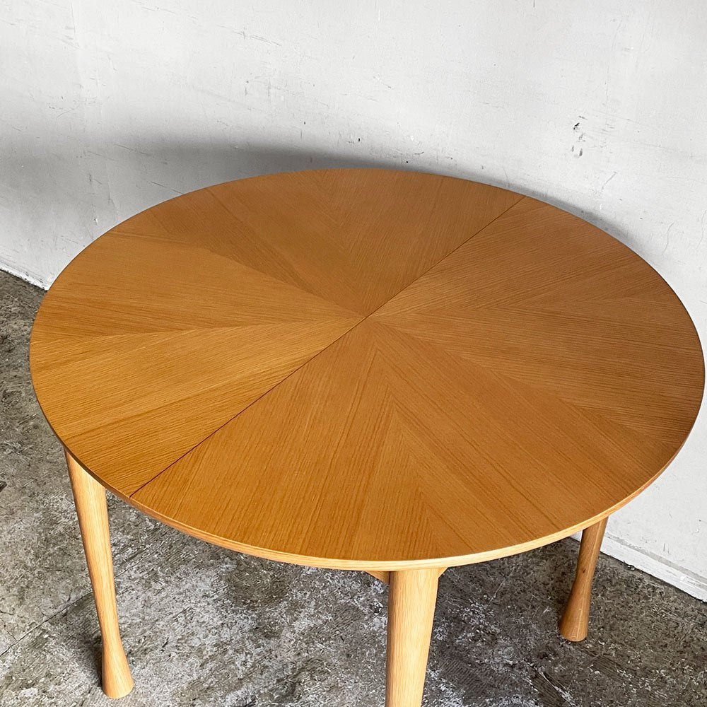 ジャーナルスタンダードファニチャー j.s.F アロスラウンドテーブル AROS ROUND TABLE 伸長式ダイニングテーブル エクステンション ナチュラル ホワイトオーク材 Φ90cm ■