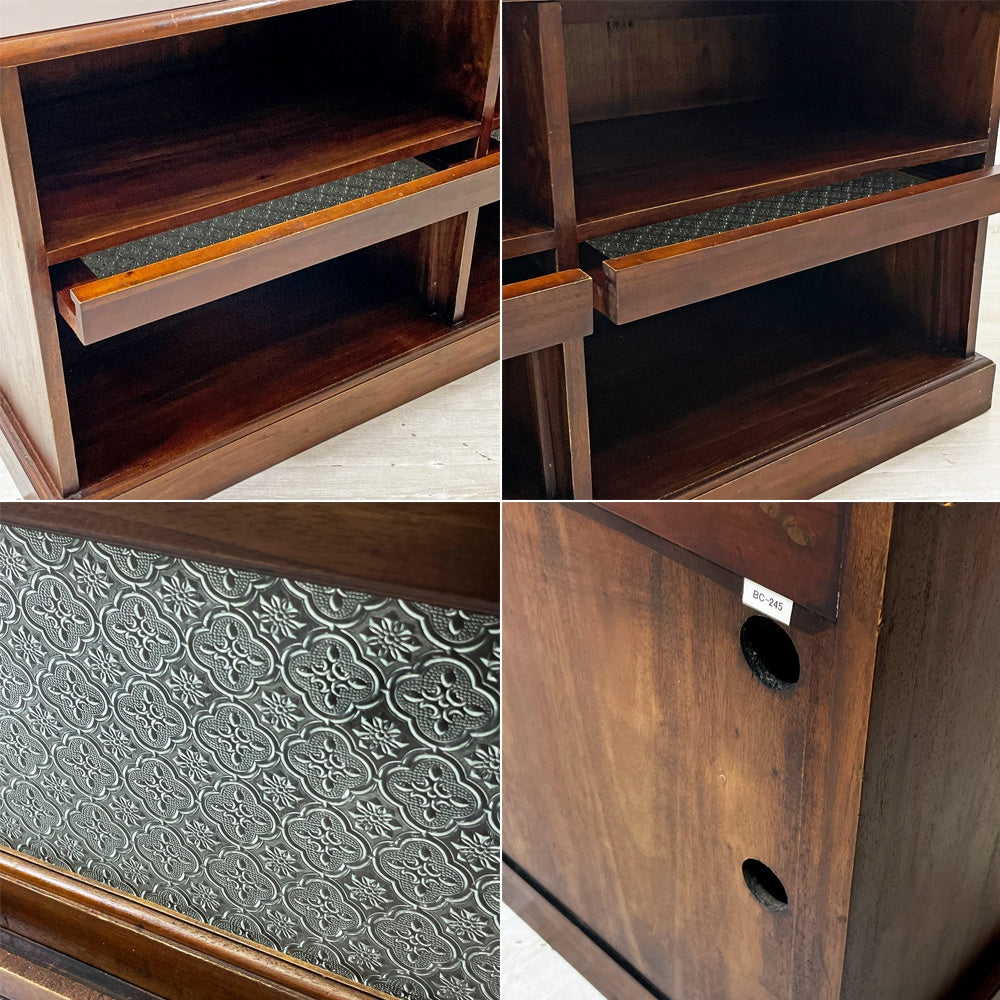 ビーカンパニー B-COMPANY フラップ式 AVボード テレビボード W120cm マホガニー無垢材 アンティーク調 ダークブラウン レトロ ●
