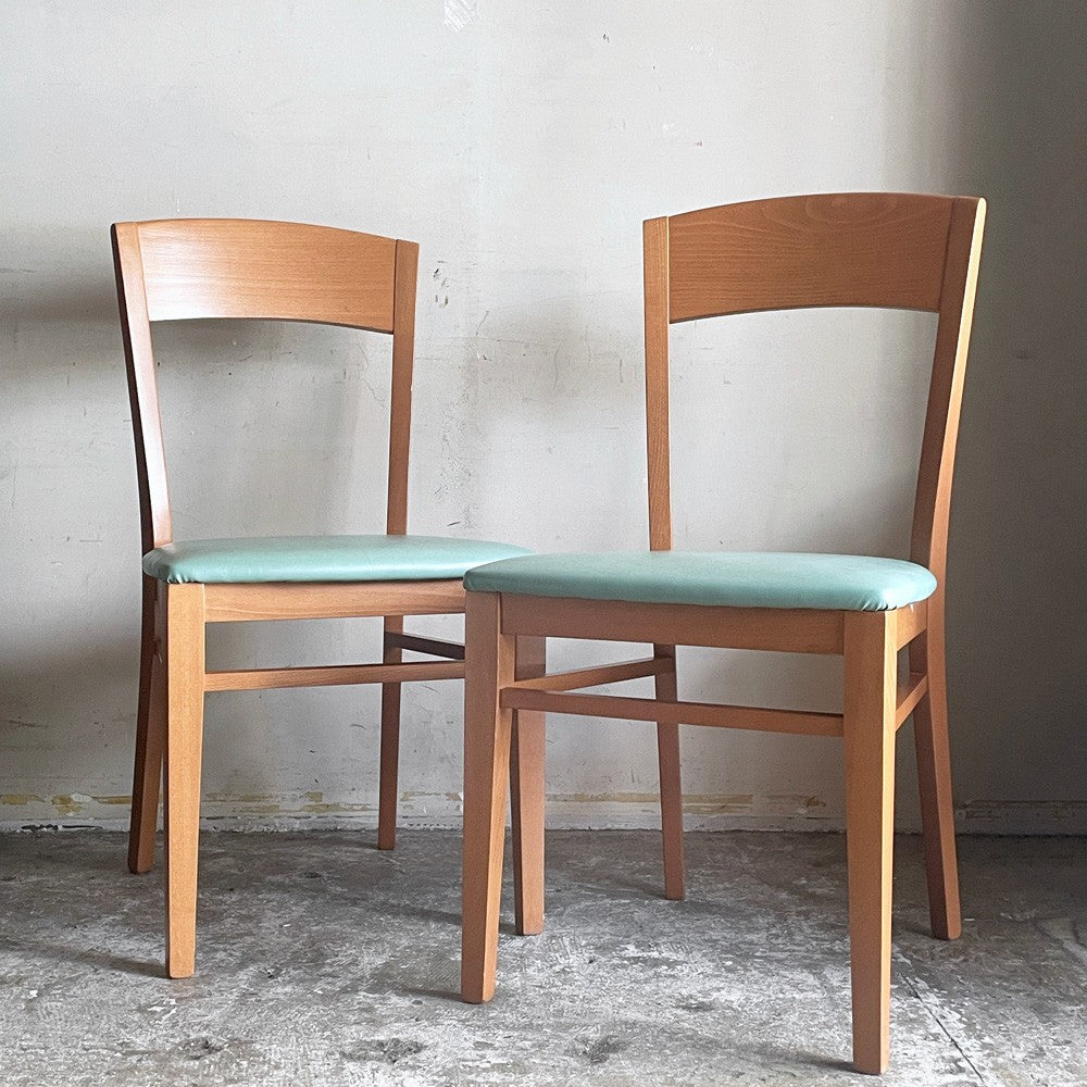 カリガリス Calligaris ビーチ材 ダイニングチェア ブルー系カラー PVCレザーシート 合皮 2脚セット イタリアモダン ■