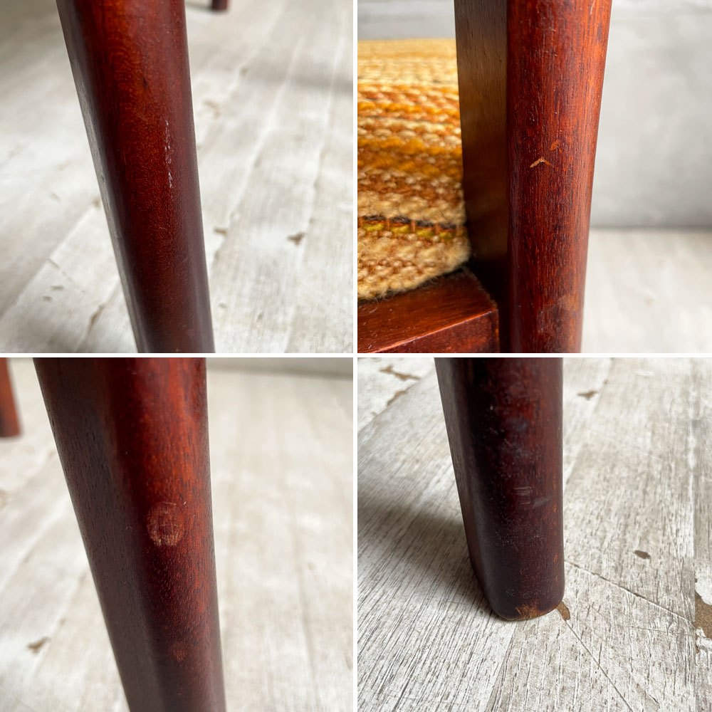 マッキントッシュ A.H.McINTOSH サイドチェア ダイニングチェア 4スラット ウッドフレーム ファブリックシート マホガニー材 UKビンテージ Vintage 英国家具 座面張替済  B ♪