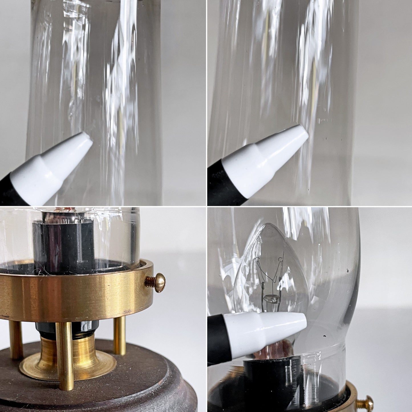 vickey'72 ワイヤードランタン wired lantern 02 テーブルランプ ランタン 照明 ビンテージガラスホヤ 真鍮 木材 H24.5cm 中嶋和也 現代作家 ■