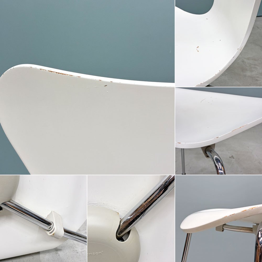 フリッツハンセン Fritz Hansen 3107 セブンチェア ホワイト ラッカー仕上げ スタッキング アルネ・ヤコブセン デンマーク 北欧家具 A ◎