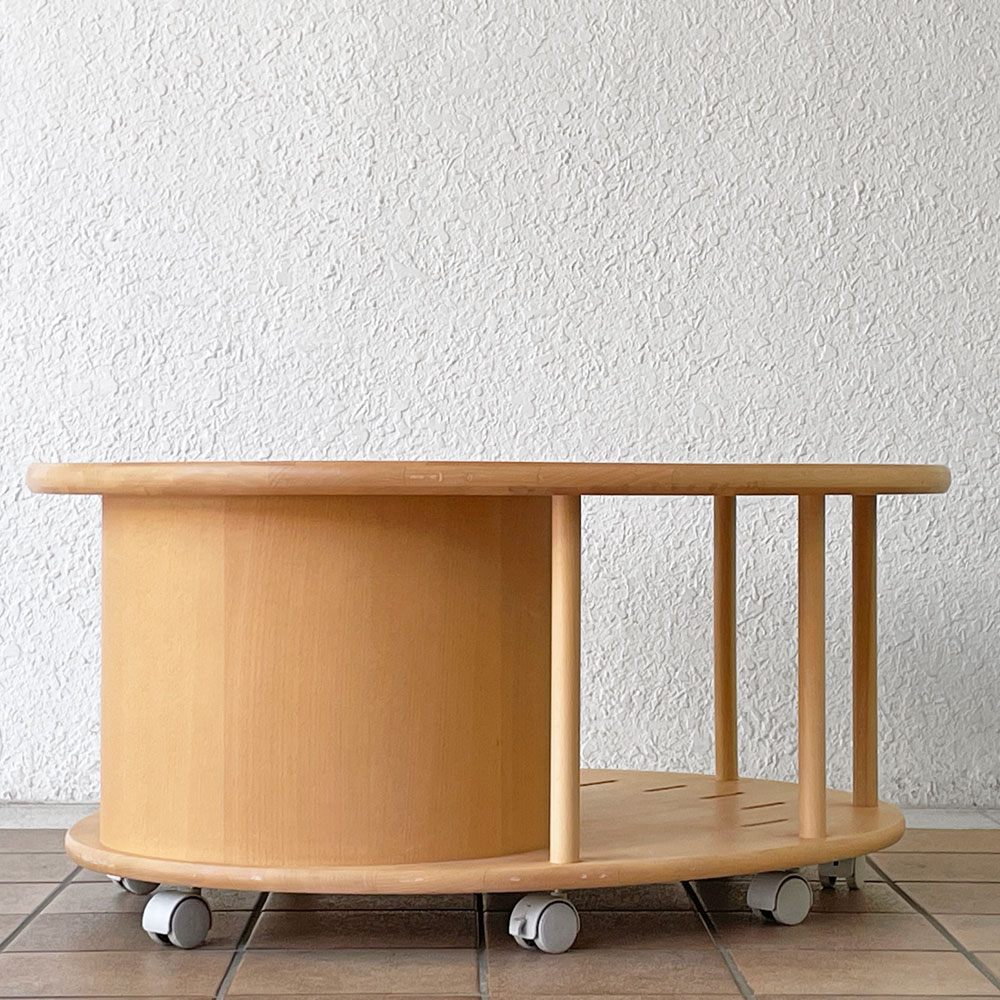 アクタス ACTUS ムーナ MUNA リビングテーブル 小物入れスペース & ブックスタンド キャスター付き ビーチ材 佐々木章行 ◇