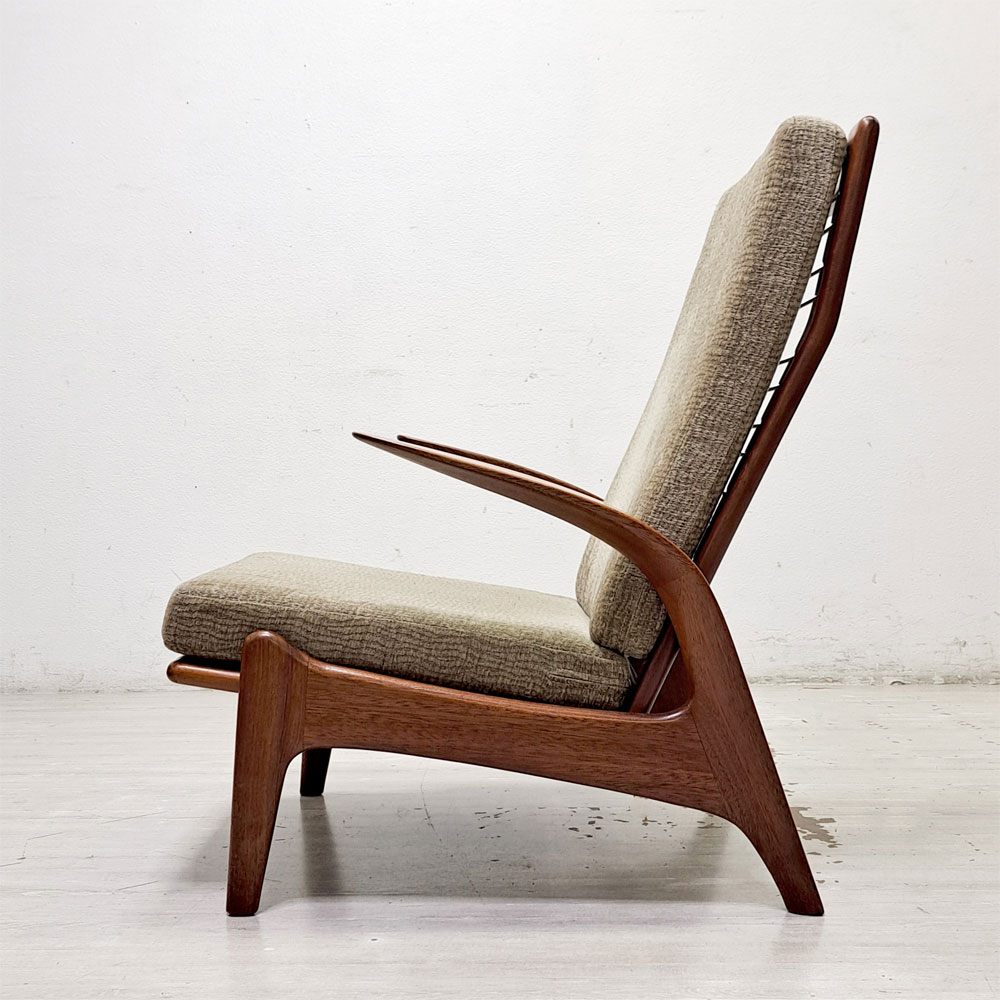 ギムソン＆スレーター Gimson & Slater ハイバックラウンジチェア チーク材 Rolf Rastad & Adolf Relling ワイヤースプリング イギリスビンテージ 北欧スタイル ●