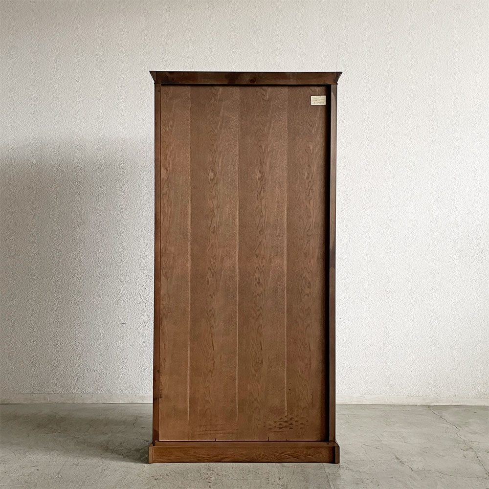 上坂木材 ブルックス Brooks ブックボード 本棚 ガラス収納棚 ナラ材 W90.5cm ヨーロピアンクラシカルスタイル IDC大塚取扱 旭川家具 〓