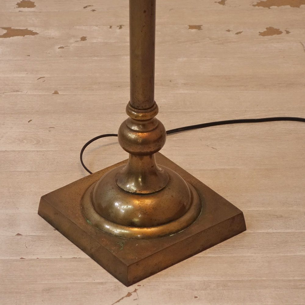 山菊工芸 フロアランプ フロアスタンド 真鍮ポール × ファブリックシェード 2灯 ビンテージスタイル ●