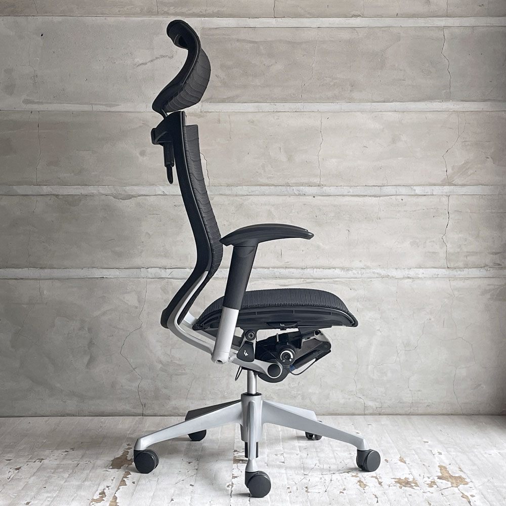 オカムラ okamura バロンチェア Baron Chair デスクチェア エクストラハイバック グラデーションサポートメッシュ 可動ヘッドレスト アジャストアーム ♪