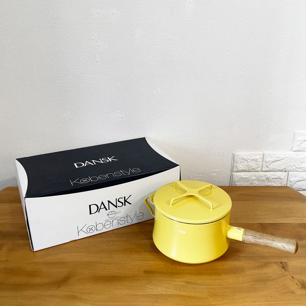 ダンスク DANSK コベンスタイル 片手鍋 ホーロー イェンス・クイストゴー イエロー系 北欧 デンマーク 箱付◎