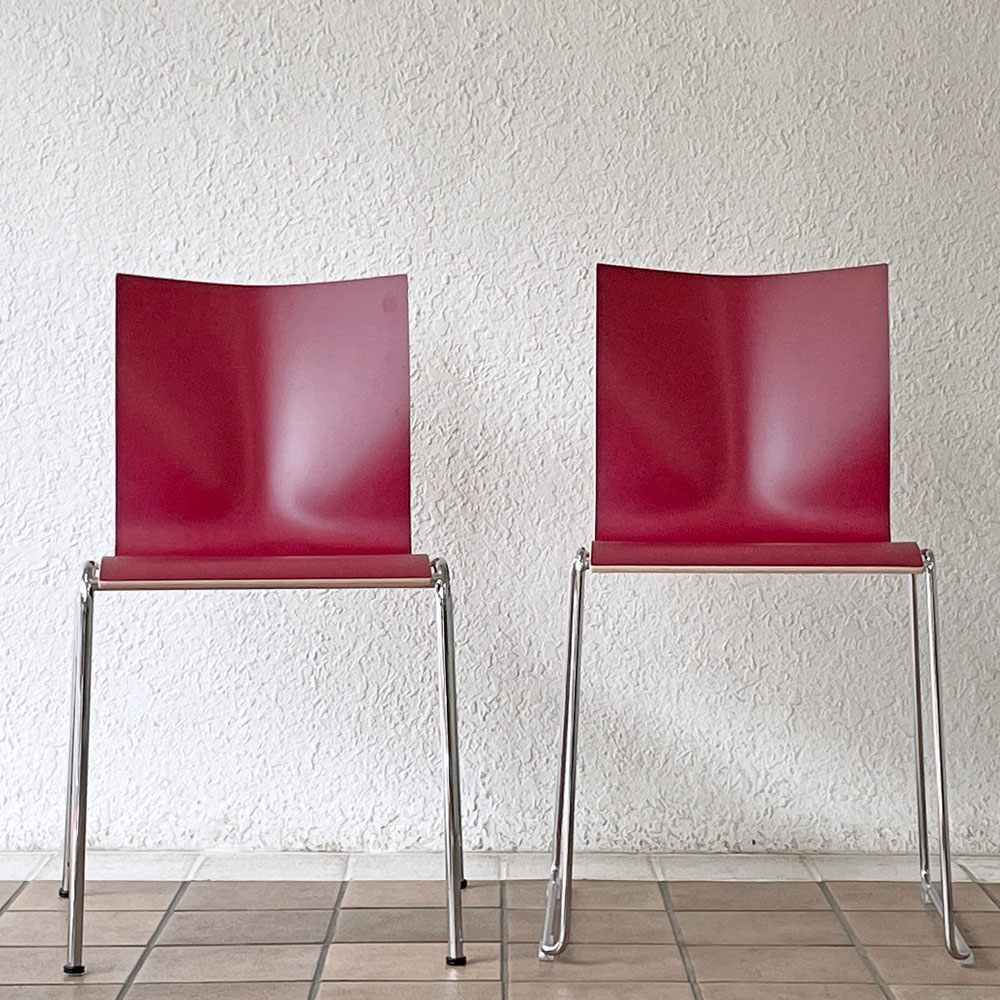 エンゲルブレヒト Engelbrechts チャリック CHAIRIK 107 ダイニングチェア スタッキング そり足 ボルドー 未使用品 デンマーク A ◇