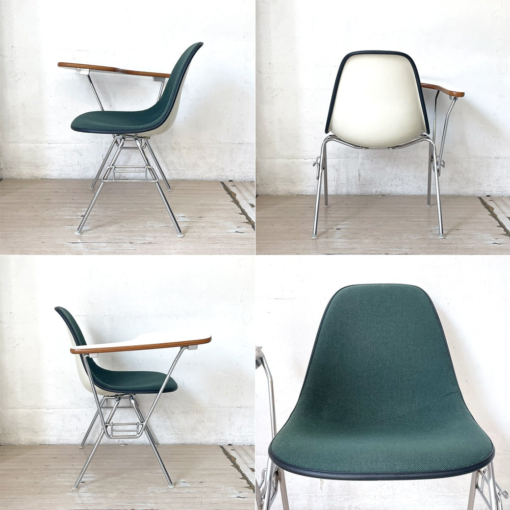 ハーマンミラー Herman Miller サイドシェルチェア セカンド 2nd ビンテージ アプホルスター スクールベース スタッキングベース 肘掛けテーブル付 イームズ ミッドセンチュリー F ★