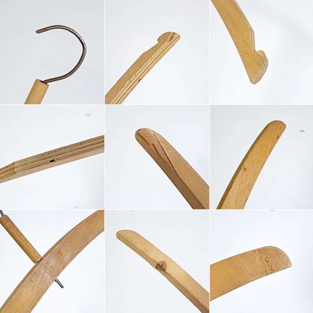 北欧ビンテージ Scandinabian Vintage 木製ハンガー 10本セット 1950〜70年代 木味 レトロ 古道具 C ●