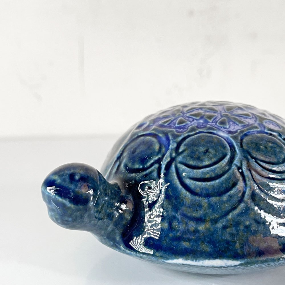 グスタフスベリ GUSTAVSBERG 亀 SKOLUDPADDOR TURTLE ブルー 10cm リサ・ラーソン  ビンテージスウェーデン 北欧雑貨 ■