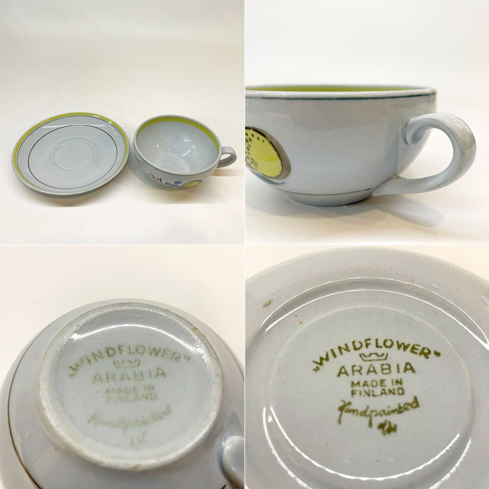アラビア ARABIA ウィンドフラワー Wind Flower カップ＆ソーサー ティーカップ 北欧ビンテージ オルガ・オソ 1960年代 北欧食器 B ★