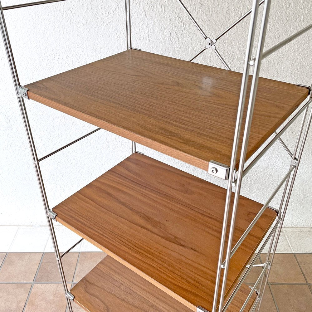 無印良品 MUJI ステンレスユニットシェルフ ウォールナット材 棚板5枚 W56 H176cm オープンシェルフ 本棚 飾り棚 収納棚 ◇