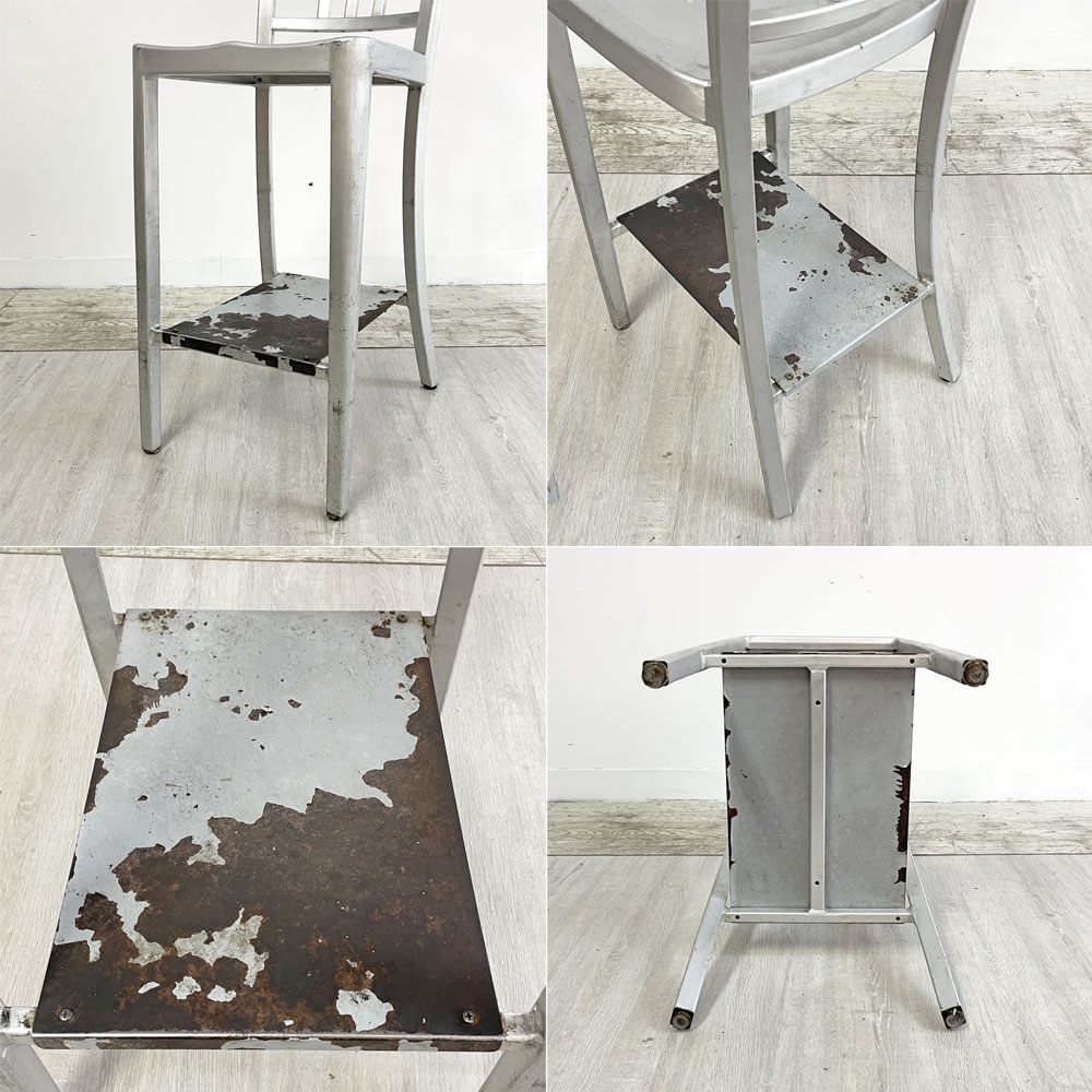 ネイビーバースツール Navy BarStool カウンターチェア リプロダクト アルミニウム インダストリアル デザイン H100cm B ●