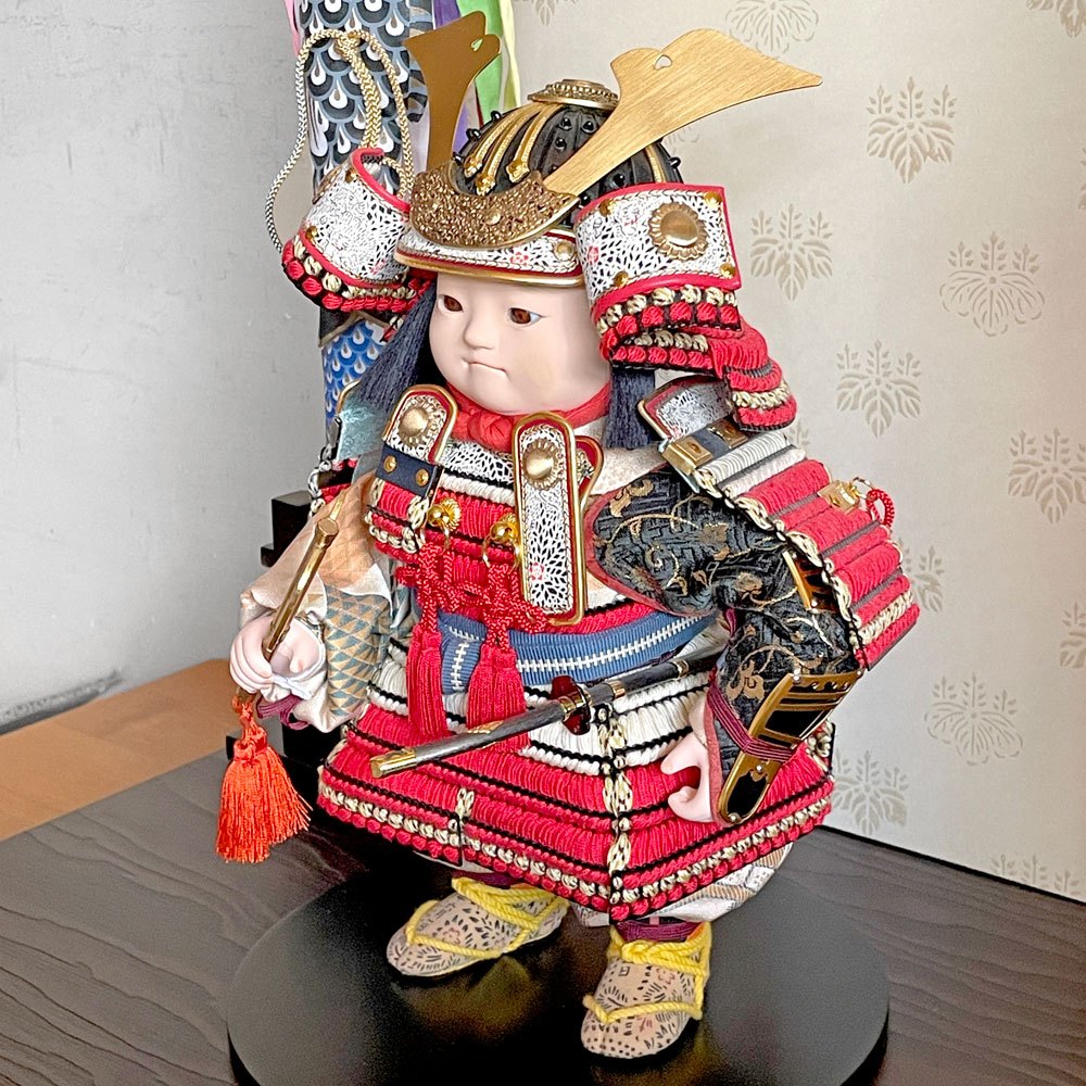 幸一光 koikko 五月人形 鎧着大将 陸 台座 屏風 鯉のぼりセット 松崎幸一光 日本人形 箱付 ■