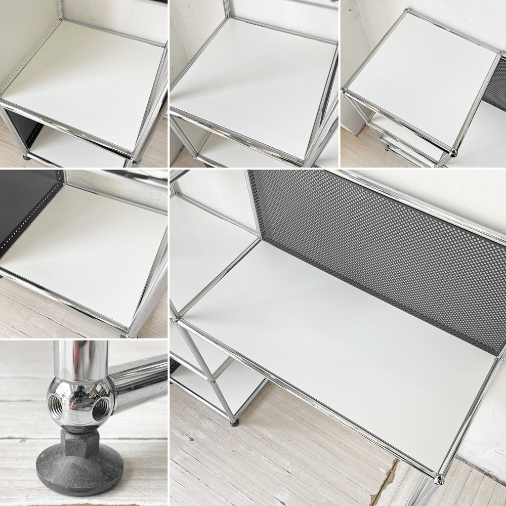 USMハラー USM Haller モジュラーファニチャー 2列3段 デスク オープンシェルフ W112×D37cm ホワイト×ブラックカラー スイス ★