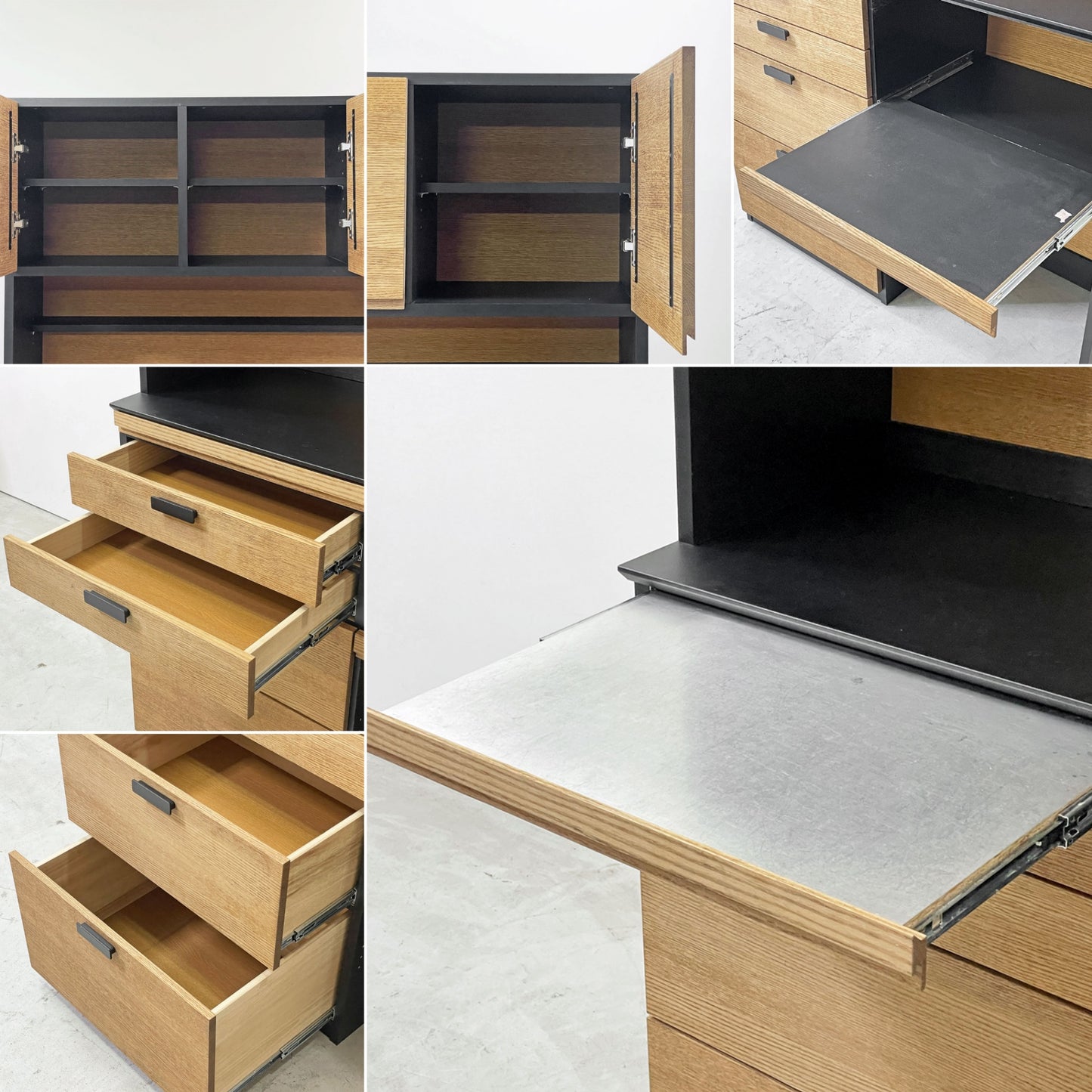 モモナチュラル MOMO Natural ホルム HOLM カップボード CUPBOARD キッチンボード オーク材 ブラック メラミン化粧板 W119cm ナチュラルモダン ●
