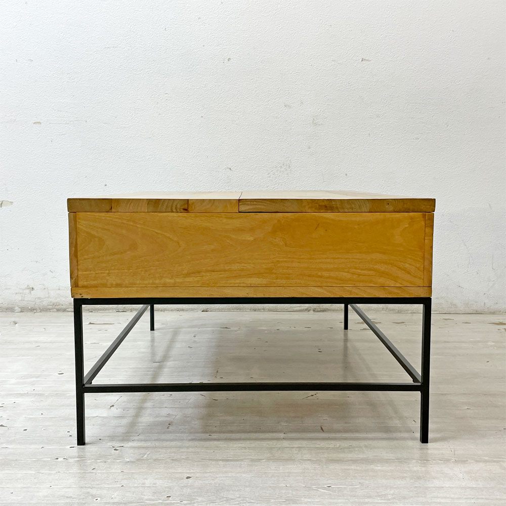ウエストエルム West Elm コーヒーテーブル Industrial Storage Pop-Up Coffee Table マンゴーウッド インダストリアル ナチュラル ●